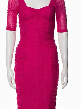 Ganni Ruched Midi Dress in Pink Like New / SZ 10/L